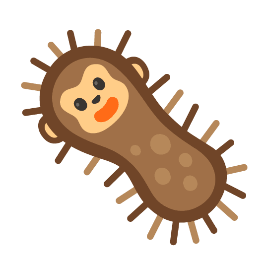 Virus that is brown instead of green and has a monkey face.