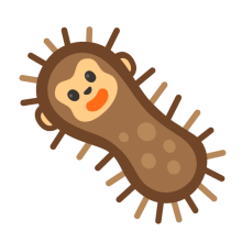 Virus that is brown instead of green and has a monkey face.